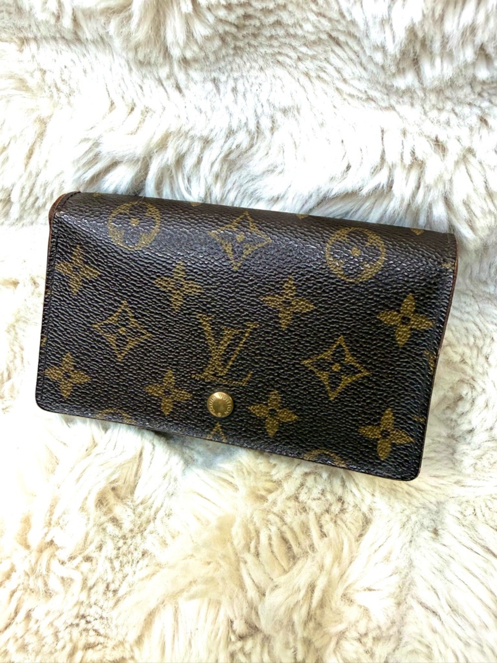 Louis Vuitton Monogram Canvas Flap Wallet in Brown and Gold